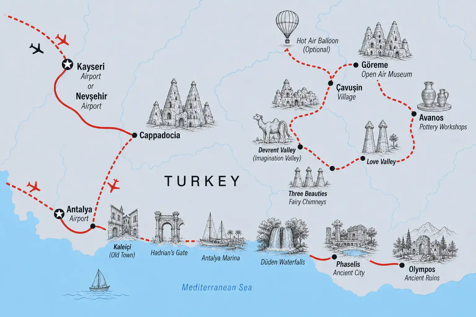 6 Days Cappadocia & Mediterranean Highlights